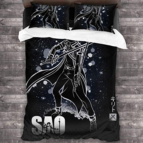 KDRW Funda de edredón Ropa de Cama y Ropa de Cama edredón y Funda de edredón Sword Art Online 3 Piece Bedding Set 86"" x70 Sword Art Online Decorative Duvet Cover Set (1 Quilt Cover 2 Pillowcases)