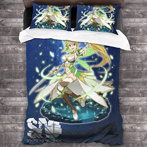 KDRW Funda de edredón Ropa de Cama y Ropa de Cama edredón y Funda de edredón Sword Art Online 3 Piece Bedding Set 86"" x70 Sword Art Online Decorative Duvet Cover Set (1 Quilt Cover 2 Pillowcases)