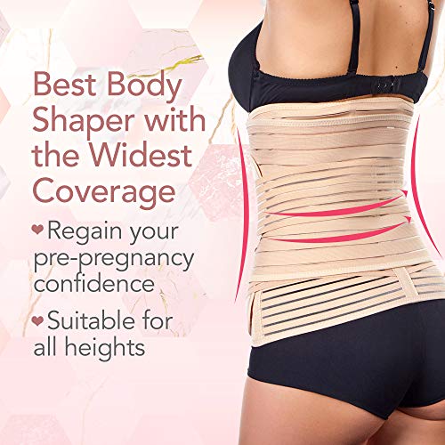 KeaBabies Envoltura De Recuperación De Apoyo del Vientre Posparto 3 en 1 - Banda De Vientre para Posnatal, Embarazo, Maternidad - Fajas para Mujeres Body Shaper (Classic Ivory, X-Large)