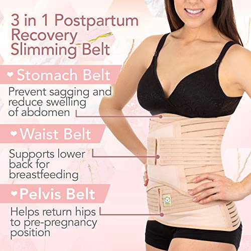 KeaBabies Envoltura De Recuperación De Apoyo del Vientre Posparto 3 en 1 - Banda De Vientre para Posnatal, Embarazo, Maternidad - Fajas para Mujeres Body Shaper (Classic Ivory, X-Large)