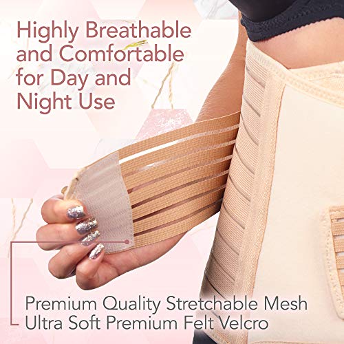 KeaBabies Envoltura De Recuperación De Apoyo del Vientre Posparto 3 en 1 - Banda De Vientre para Posnatal, Embarazo, Maternidad - Fajas para Mujeres Body Shaper (Classic Ivory, X-Large)