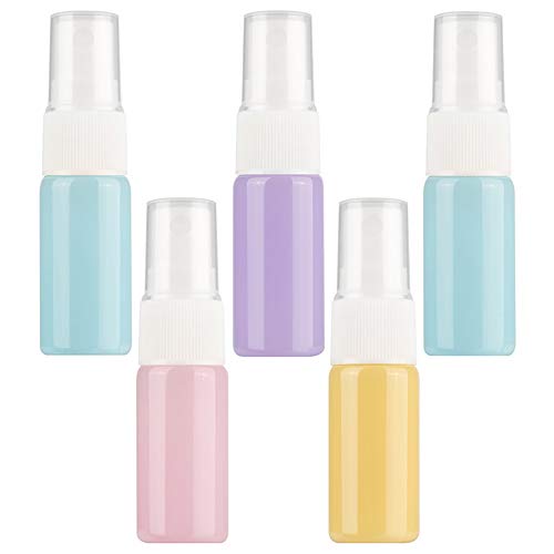 KEECARLY 5pcs Botella de Spray Botellas Reutilizables Mini Recargables Pequeño vacíos de Botellas de Perfume de Cristal del Aceite Esencial de Viajes envase cosmético (10 ml) (Color : Random Color)