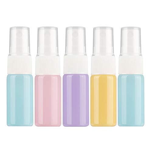 KEECARLY 5pcs Botella de Spray Botellas Reutilizables Mini Recargables Pequeño vacíos de Botellas de Perfume de Cristal del Aceite Esencial de Viajes envase cosmético (10 ml) (Color : Random Color)