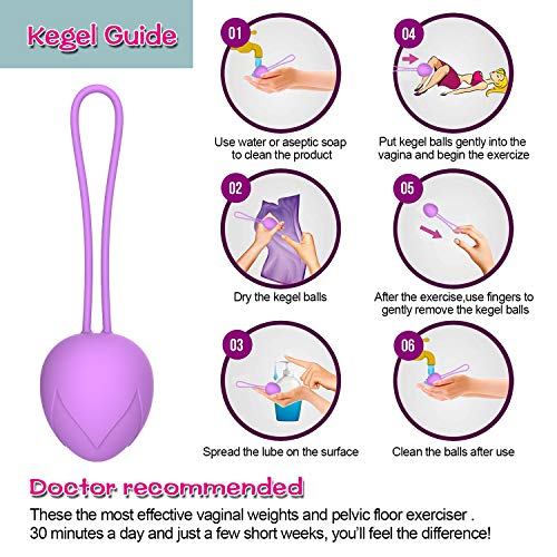 Kegel Balls-ajuste de los ejercicios de control de la vejiga femenina y del suelo pélvico: juego de 5 bolas de silicona premium Ben Wa Bolas de entrenamiento pélvico para principiantes y avanzados