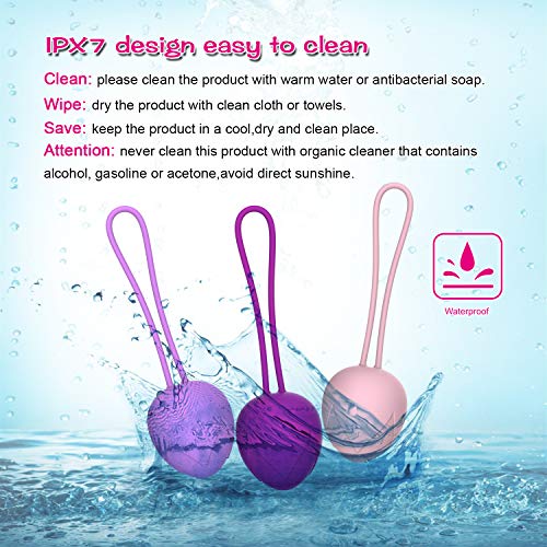 Kegel Balls-ajuste de los ejercicios de control de la vejiga femenina y del suelo pélvico: juego de 5 bolas de silicona premium Ben Wa Bolas de entrenamiento pélvico para principiantes y avanzados