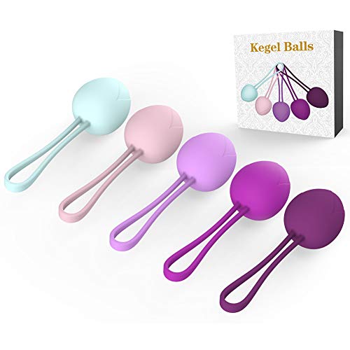 Kegel Balls-ajuste de los ejercicios de control de la vejiga femenina y del suelo pélvico: juego de 5 bolas de silicona premium Ben Wa Bolas de entrenamiento pélvico para principiantes y avanzados