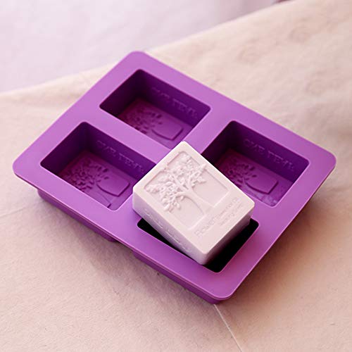 Keleily Moldes de Silicona para Jabones 9 Unids Moldes de Jabón Hechos a Mano Molde para Magdalenas Moldes para Muffins, Cuadrado Redondo Oval Rectángulo en Forma, Rojo, Púrpura