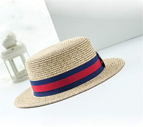 Keliour-hat Sombrero de cosechadora de Paja Vestido de Hombre Sombrero de Paja Braid Boater Campaña Peluquería Cuarteto Sombrero de Paja para Hombre y Mujer (Color : Beige, tamaño : Un tamaño)