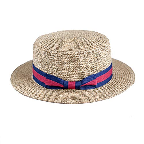 Keliour-hat Sombrero de cosechadora de Paja Vestido de Hombre Sombrero de Paja Braid Boater Campaña Peluquería Cuarteto Sombrero de Paja para Hombre y Mujer (Color : Beige, tamaño : Un tamaño)