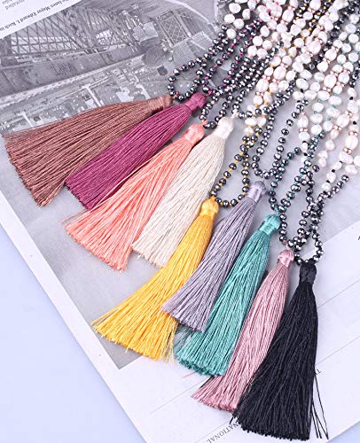 KELITCH Collar De Cuentas De Hematita con Perlas De Concha De Borlas Hechas A Mano Colgantes De Perlas Collares Gargantillas Joyería para Mujeres (Negro D)