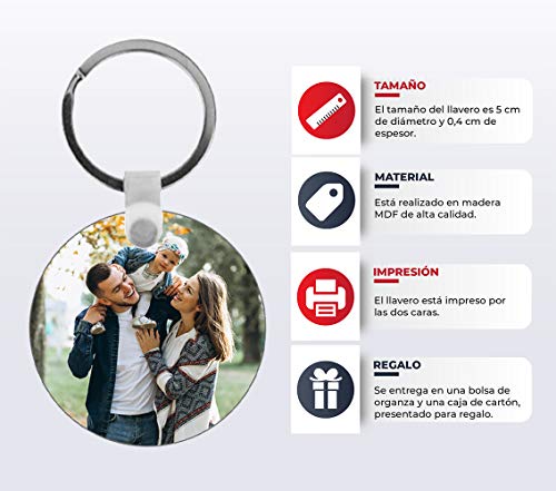 Kembilove Llavero Personalizado con Foto - Llavero con Foto Personalizado en Forma de circulo - Regalo Original para San Valentín, Aniversarios, Cumpleaños