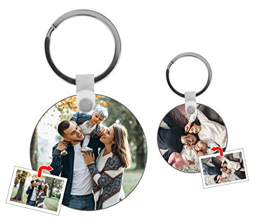 Kembilove Llavero Personalizado con Foto - Llavero con Foto Personalizado en Forma de circulo - Regalo Original para San Valentín, Aniversarios, Cumpleaños