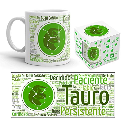 Kembilove Taza de Desayuno Horóscopo Tauro – Taza de café de Signo del Zodiaco Tauro – Tazas de Café y Té Horóscopo – Regalo Original para Parejas, Cumpleaños, Amigos
