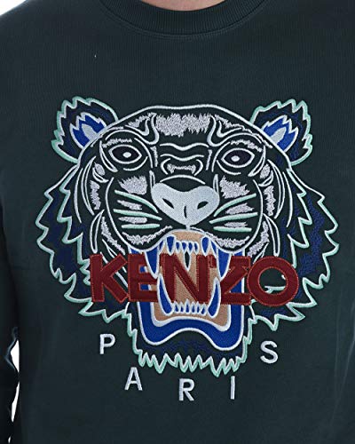 Kenzo - Sudadera Hombre 4XA5SW001 Sudadera Verde Tigre Sudadera CLÁSICA S
