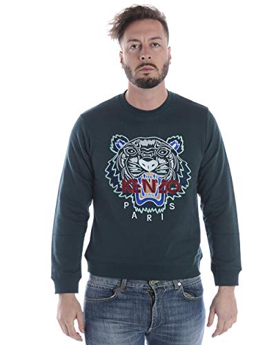 Kenzo - Sudadera Hombre 4XA5SW001 Sudadera Verde Tigre Sudadera CLÁSICA S