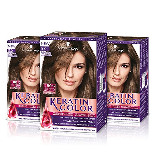 Keratin Color Cream Coloración del Cabello 5.0 Castaño Claro - 3 Unidades