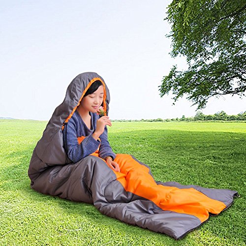 Kereith Camping Saco de Dormir, sobre 3 Temporada Saco de Dormir con Capucha, Interior y al Aire Libre Adulto Saco de Dormir de Invierno para Mochila Senderismo Viajes (1.8kg,Orange/Grey)