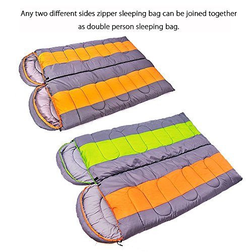 Kereith Camping Saco de Dormir, sobre 3 Temporada Saco de Dormir con Capucha, Interior y al Aire Libre Adulto Saco de Dormir de Invierno para Mochila Senderismo Viajes (1.8kg,Orange/Grey)