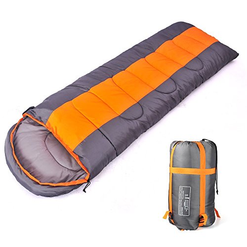 Kereith Camping Saco de Dormir, sobre 3 Temporada Saco de Dormir con Capucha, Interior y al Aire Libre Adulto Saco de Dormir de Invierno para Mochila Senderismo Viajes (1.8kg,Orange/Grey)