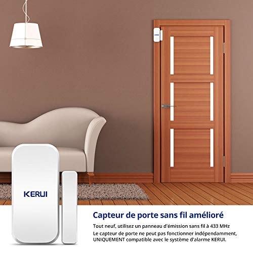 KERUI: Ventana/Puerta Alarma de Sensores Inalámbrico, Seguridad x 3 Alarma Inalámbrico Detector, Magnética apertura Magnética de Puerta o Ventana, Sistema de Seguridad Inductivo