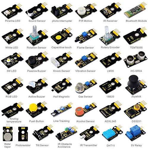 KEYESTUDIO 37-en-1 Pack de Kit de Módulos Sensores con Tutorial Gratis en PDF para Arduino Project, Mega , UNO, Nano, Sensor Sensores Kit, Raspberry Sensores Kit