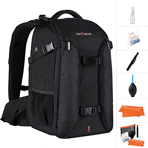 K&F Concept - Mochila Fotografía Impermeable con Gran Capacidad para Cámara Canon Nikon Sony Ordenador Portátil de 15.6” con Funda para Lluvia