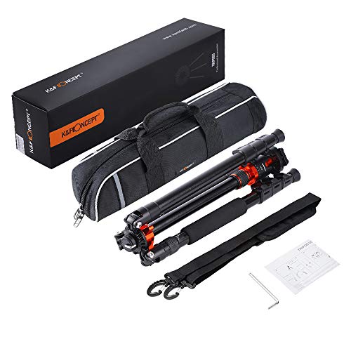 K&F Concept SA254M1 Trípode de Viaje en Aluminio con Monopie 360 Panorama Rótula de Bola Placa Rápida Liberación para Cámara DSLR Canon Nikon Sony