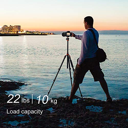 K&F Concept SA254M1 Trípode de Viaje en Aluminio con Monopie 360 Panorama Rótula de Bola Placa Rápida Liberación para Cámara DSLR Canon Nikon Sony