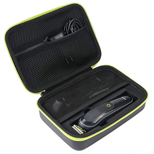 Khanka Duro Viaje Estuche Bolso Funda para Braun MGK3021 /MGK5080 /MGK3085 /MGK3080 Recortadora Barba (estuche solo) (Cremallera verde)