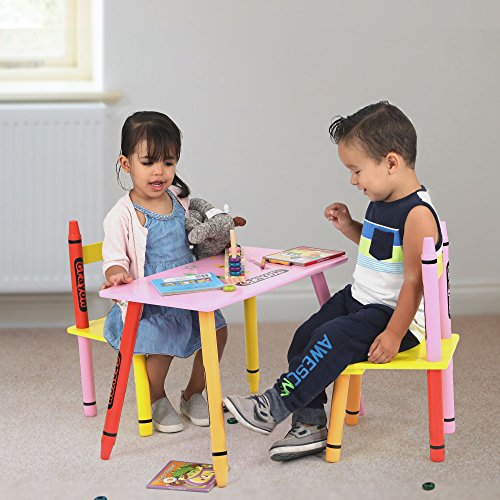 Kiddi Style Mesa y Sillas Infantiles - Madera - Par Ninos -Diseño de ceras de colores