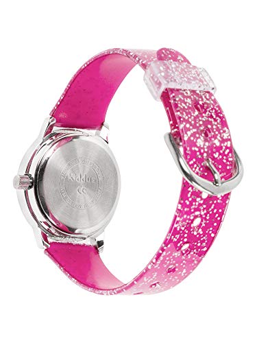 KIDDUS Reloj de Pulsera analógico para niña, Chica. con Ejercicios educativos para Aprender la Hora. Mecanismo de Cuarzo japonés Purpurina, Elegante y a la Moda. FAB2 Corazón