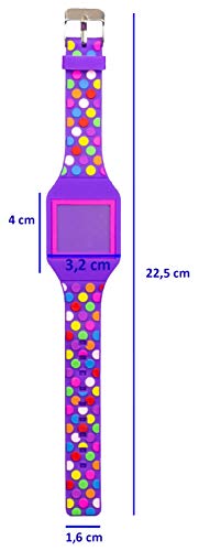 KIDDUS Reloj LED Digital para niña o niño. Pulsera de Silicona Suave para niños y Adultos. Batería Japonesa reemplazable. Fácil de Leer y Aprender Las Horas. KI10212 Multicolor