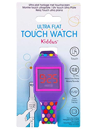 KIDDUS Reloj LED Digital para niña o niño. Pulsera de Silicona Suave para niños y Adultos. Batería Japonesa reemplazable. Fácil de Leer y Aprender Las Horas. KI10212 Multicolor