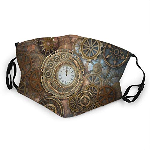 Kids Cute Mouth Scarf Rusty Steampunk Clock Gears Reusable Face Sun-Proof Fashion Washable Dust Scarf