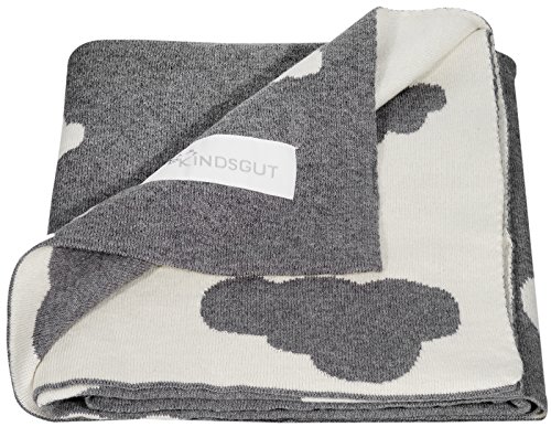 Kindsgut Manta para Niños, Manta Suave para Bebes, con nubes, Algodón, 80 x 100 cm, Manta Acogedora para Bebes/Niños pequeños, ecológico y libre de contaminantes