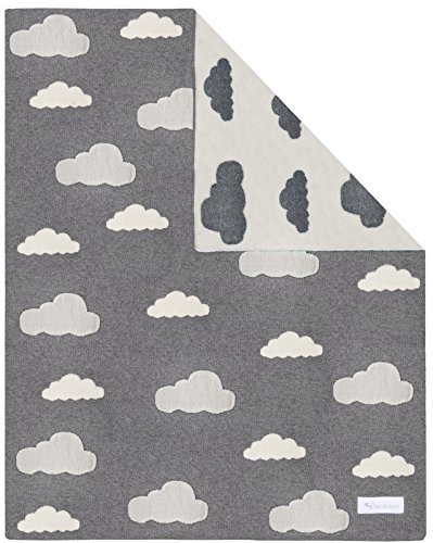 Kindsgut Manta para Niños, Manta Suave para Bebes, con nubes, Algodón, 80 x 100 cm, Manta Acogedora para Bebes/Niños pequeños, ecológico y libre de contaminantes