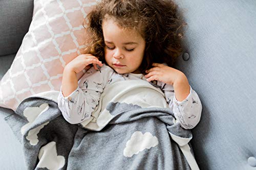 Kindsgut Manta para Niños, Manta Suave para Bebes, con nubes, Algodón, 80 x 100 cm, Manta Acogedora para Bebes/Niños pequeños, ecológico y libre de contaminantes