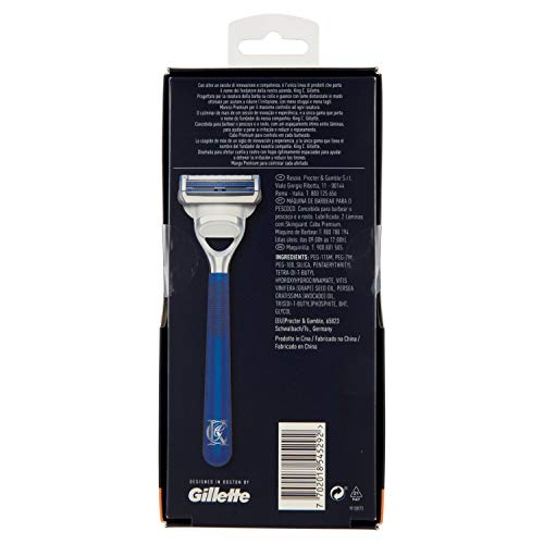 King C Gillette - Máquina para Afeitar El Cuello Para Hombre Mango De Máquina + 1 Recambio, Con Las Mejores Hojas De Acero Inoxidable Con Revestimiento De Platino De Gillette
