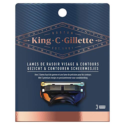 King C. Gillette - Recambios de cuchillas, afeitado y contorno, 3 recambios