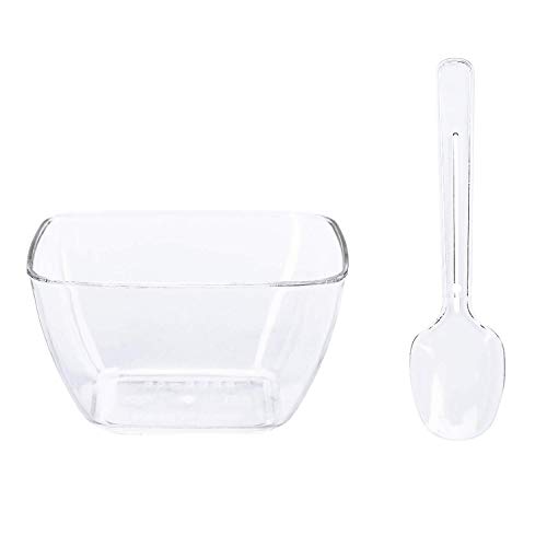 Kingrol 100 tazas de postre mini con cucharas, 2 onzas cuencos desechables para mousse, pudines, aperitivos, entrantes, sundaes