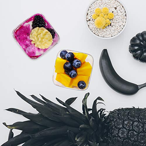 Kingrol 100 tazas de postre mini con cucharas, 2 onzas cuencos desechables para mousse, pudines, aperitivos, entrantes, sundaes