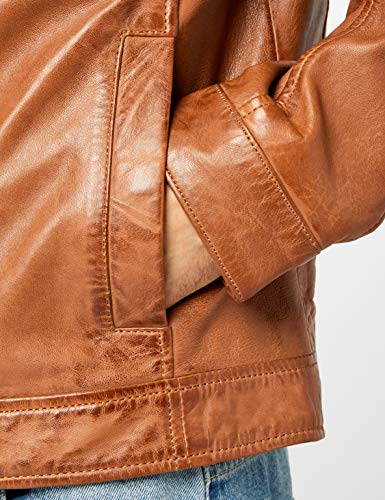 Kings on Earth Chaqueta de Cuero Estilo Biker Hombre, Marrón (Cognac Cog), 3X-Large