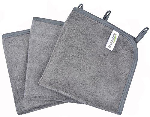KinHwa paños de Limpieza Facial Maquillaje Remover paños de Secado rápido de Microfibra Paños de Cara (Grisx3, 30cmx30cm)