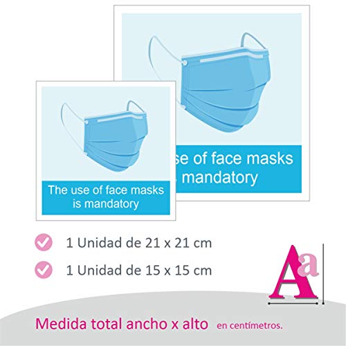 KIT 9 PEGATINAS MEDIDAS SEGURIDAD EMPRESA (INGLES), super resistentes, lavables, con Lamina de Protección acabado mate.