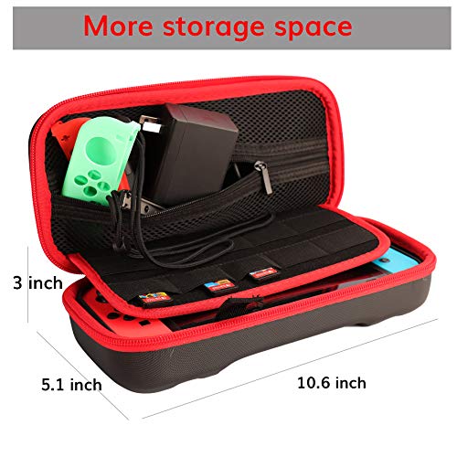 Kit Accesorios para Nintendo Switch - Funda Protector de Pantalla para Switch Consola - Estuche De Juegos - Funda de Silicona Grips Wheel Caps para Nintendo Switch Joy-Con Mandos (17 in 1)