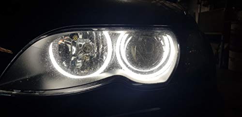 KIT AROS OJOS DE ANGEL LED COTTON 4x 106MM CANBUS SERIE 3 E46 ci FACELIFT (2004-06) CON PROYECTOR BLANCO 6000K KIT ANGEL EYES