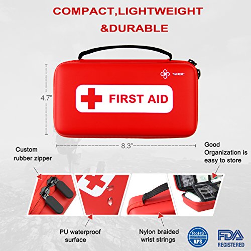 Kit compacto SHBC de primeros auxilios (152 piezas) Suministros médicos FDA de emergencias para el Hogar, Aire Libre, Barco, Coche, Lugar de Trabajo, Viajes, Senderismo y Escuela, Supervivencia