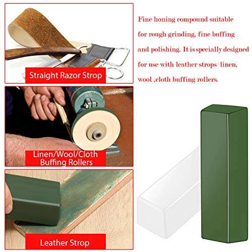 Kit de 2 Piezas de Total 9,8 Onzas Compuestos de Pulido de Cuero de Acero Inoxidable Compuesto de Pulido Verde para Lustrar, Pulir, Cuchillas de Afilar, Cinceles de Tallado en Madera (Blanco y Verde)