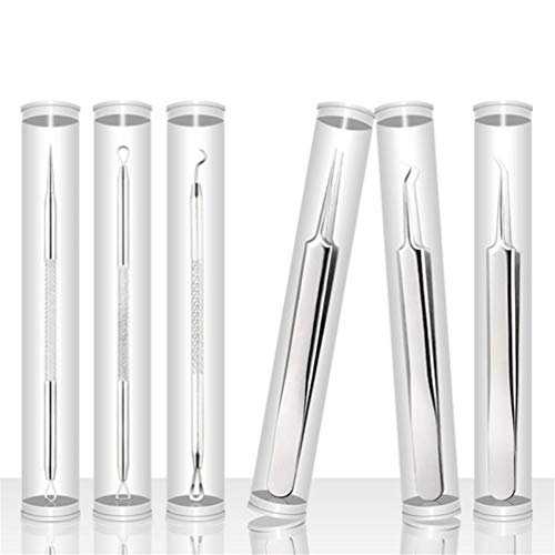 Kit de 6 pinzas extractoras para remover puntos negros, kit de herramientas para extraer granos de comedón, acné, granos y puntos negros, fácil para la piel de la nariz sin riesgo de imperfecciones