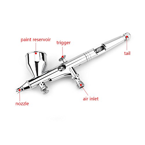 Kit de aerógrafo, 0,2 mm de gravedad, juego de aerógrafo de doble acción para decoración de pasteles, maquillaje, arte de uñas